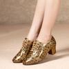 Fashion Golden Leopard Print Women Girls Latin Shoes Teacher Shoes Lace Up Modern Ballroom Jazz Practise Shoes 5CM Heel