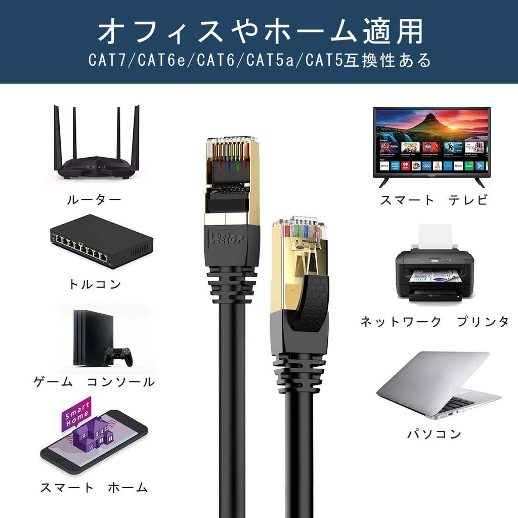 1m Veetop CAT8 LAN Cable Ultra High Speed Waterproof Flame Retardant Polishing Resistant Weather Resistant Metal Claw RJ45 Connector Gigabit 40Gbps