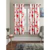2 Pieces Abstract Flower Eyelet Polyester Window Curtains - Maroon