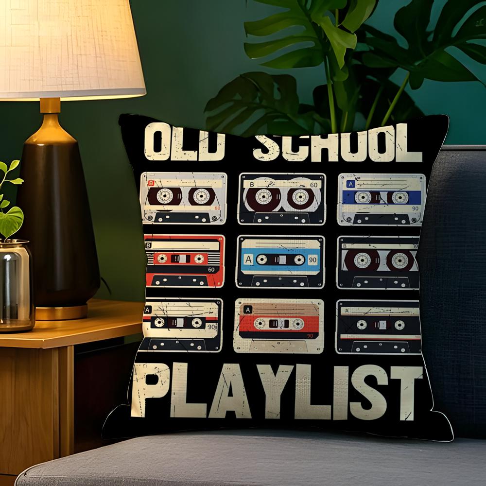 Pop Art Retro Cassette Tape Pillow Case Natural Linen Pillow Case DoubleSided Decor Sofa Pillowcase Home Decor
