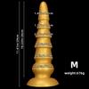 Очень большой золотистый ребристый силиконовый анальный плаг, большой пенис, реалистичный дилдо, игрушка для фистинга, огромный член