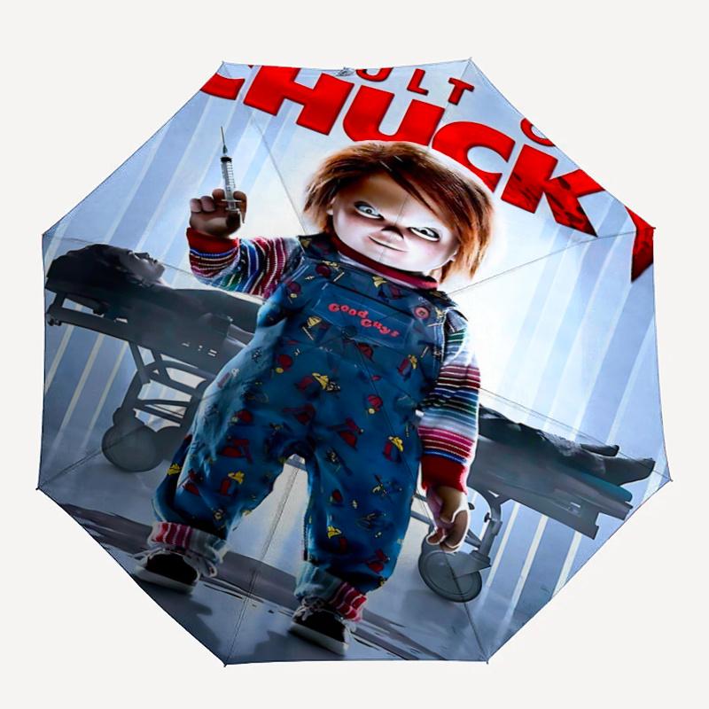 1pc Chucky's Cult Durable Cartoon Folding Umbrella, Portable Compact Umbrella for Men and Women I018