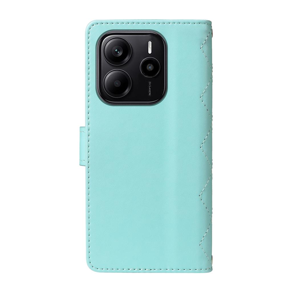For Xiaomi Redmi Note 14 4G (164.84x78.15x8.16mm) Wallet Case Rhombus Leather Phone Cover with Strap