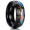 Luxury Men Women 8mm Stainless Steel Ring Inlay Abalone Shell Imitation Opal Wedding Band for Couples Jewelry Gifts