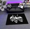 Modern Style Skull Pattern Black Carpet Big Size Non-slip Living Room Rug Soft Easy Cleaning Entrance Door Mat Machine Washable
