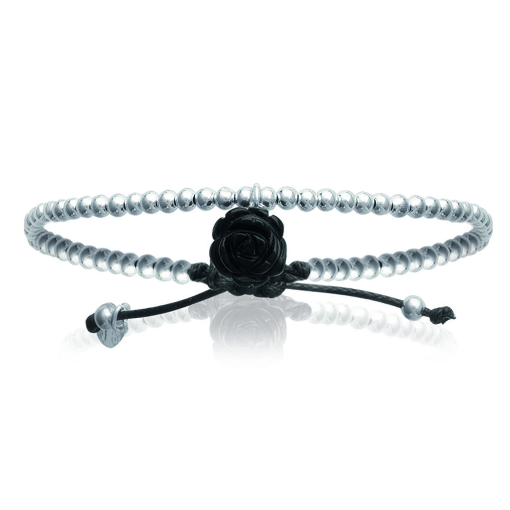 Les Trésors De Lily [I9117] - Silver Bracelet 'Rose Noire' Black Silver - 13 Mm