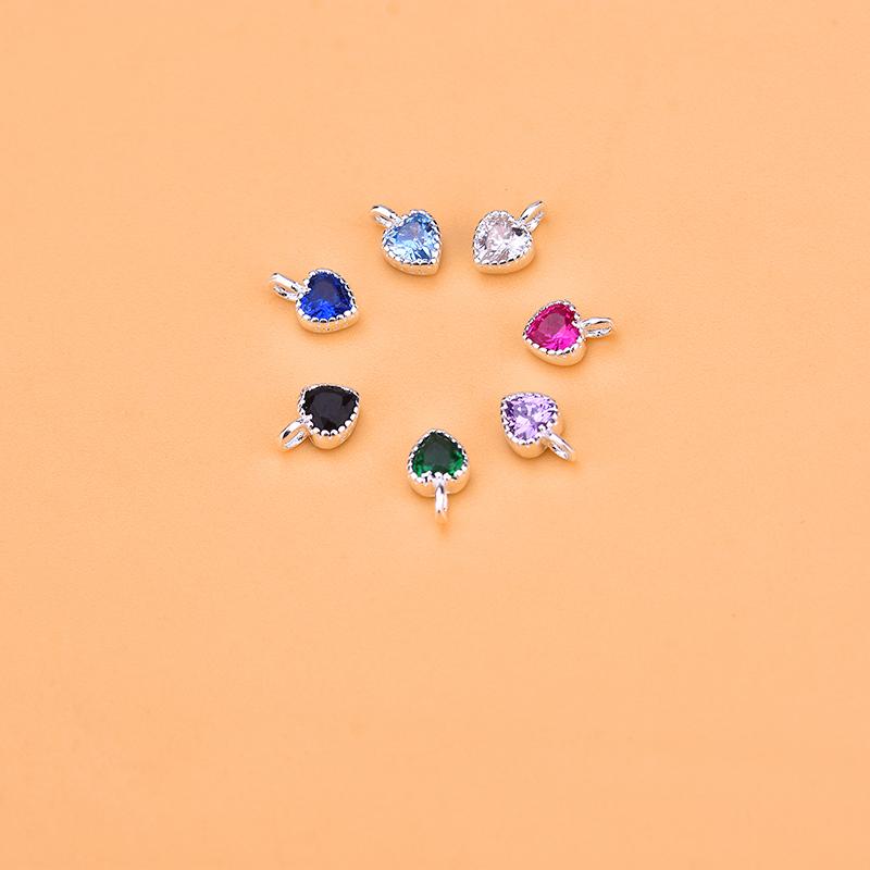 S925 Sterling Silver Color Mini Heart-shaped Small Pendant Bracelet Necklace Jewelry DIY Accessories Pendant Pendant Material 7pcs