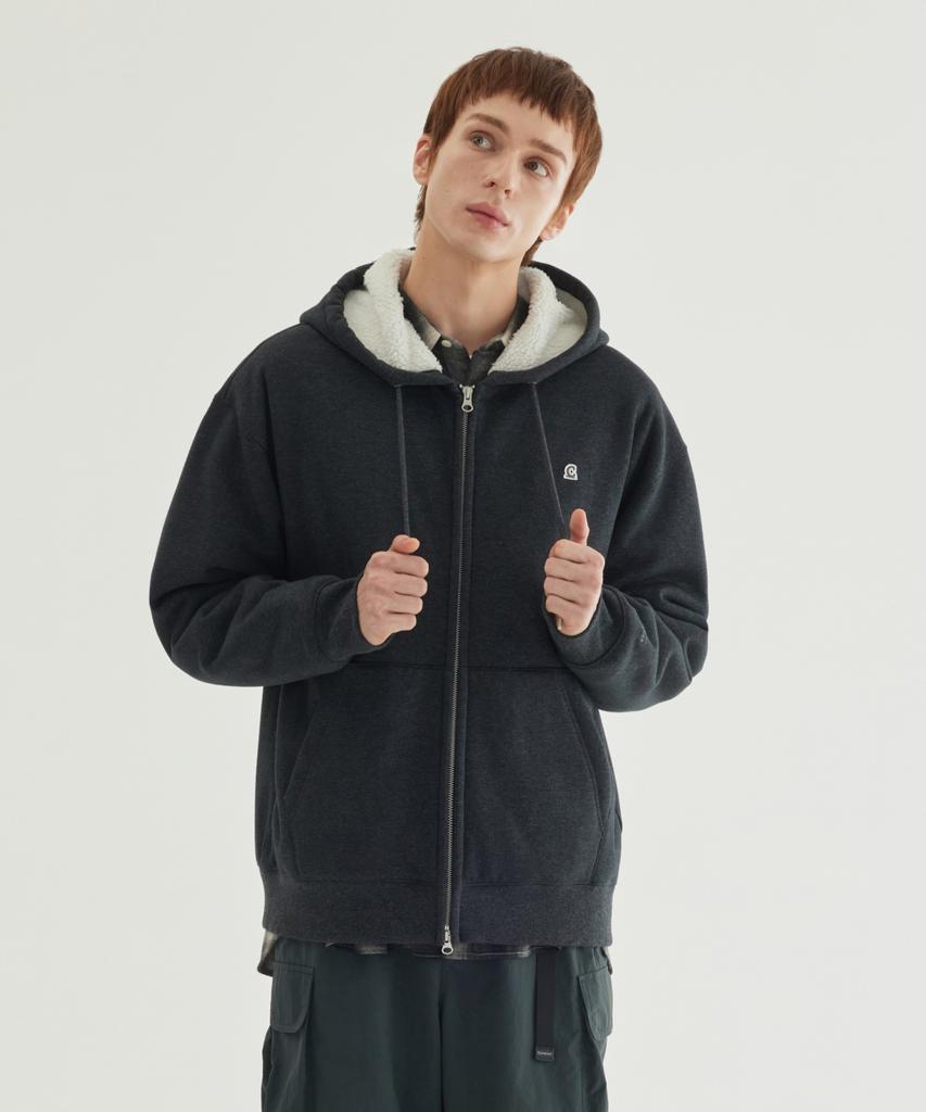 Covernat Signature Symbol Boa Zip-Up Melange Charcoal