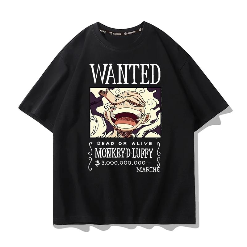 ONE PIECE Горячая Анимация Тренд Короткий Рукав Мужская Мода Тренд Бренд Уличный Свободный Пара Одежда Удобная Свободная