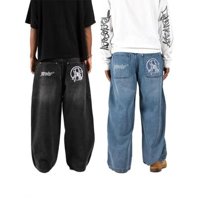 Веселые уличные модные брендовые джинсы с широкими штанинами Y2K в стиле хип-хоп, ретро, простые принты, свободные готические брюки в стиле Харадзюку, рваные джинсы