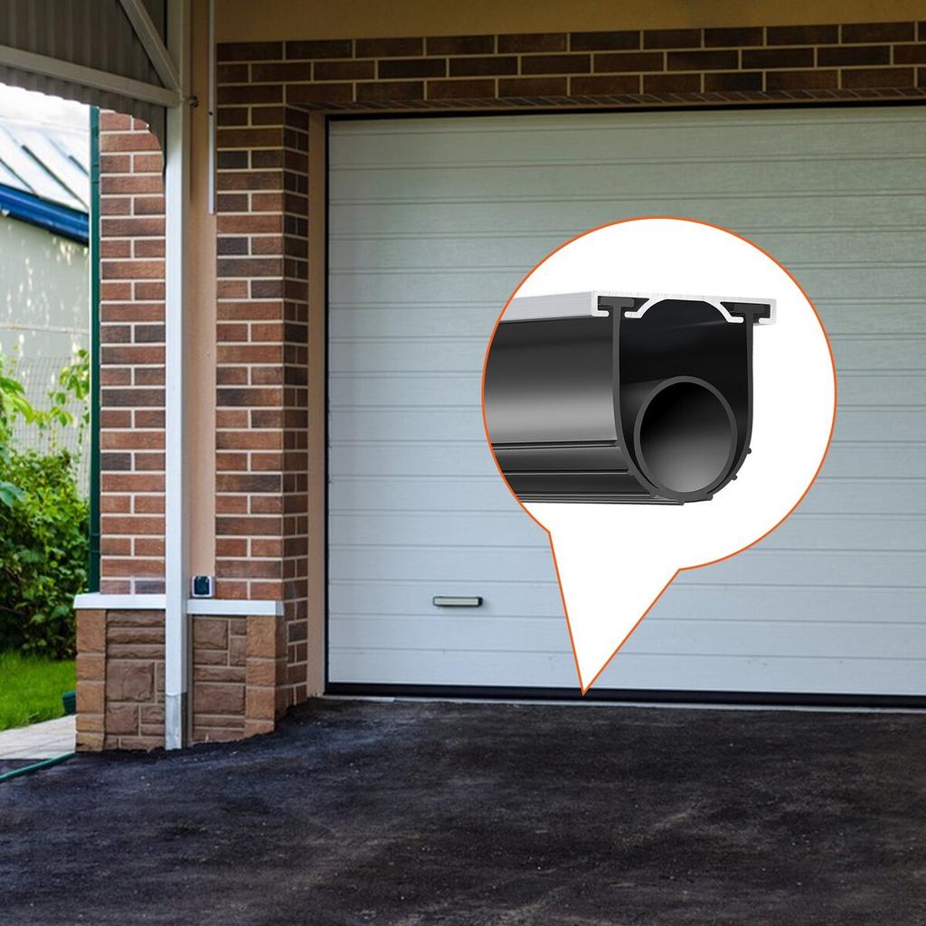 Garage Door Seals Bottom Rubber, U Shape +O Ring Garage Door Bottom Weather Seal with Pre-drilled Aluminum Track Retainer Kit, 16ft 5/16 inch T-ends