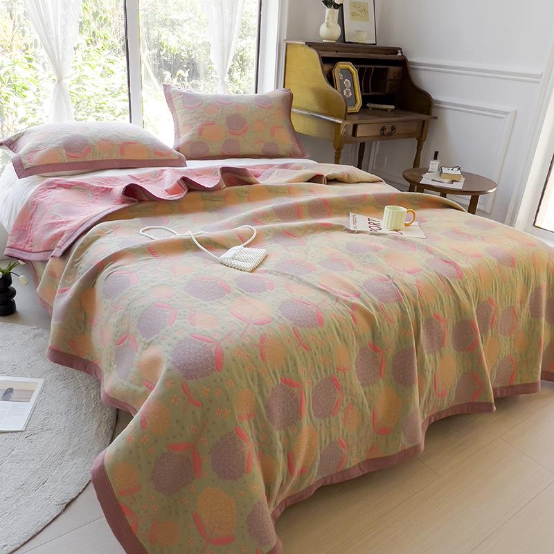 All-Cotton Yarn-Dyed Jacquard Gauze Blanket - Soft, Skin-Friendly Four-Season Bedspread