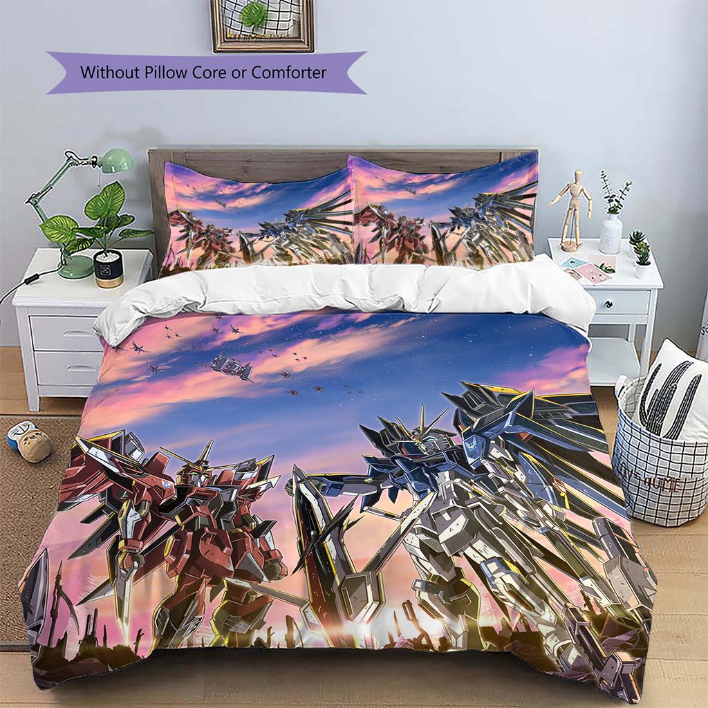 Mobile Suit Gundam Epic Battle Bedding Set Duvet Cover Pillowcase No Filler, Soft Home Bedroom Decor, Perfect Gift for Fans.chl