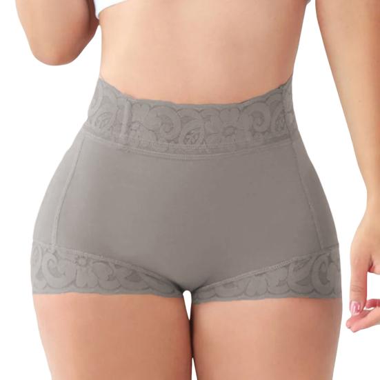 Женские трусы бесшовные кружевные с высокой талией и утягивающим эффектом, облегающие, высокоэластичные, защитные трусы с цветочной вышивкой, повседневное нижнее белье
