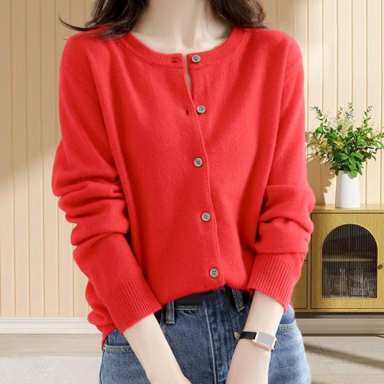 Женский свитер, модный кардиган с круглым вырезом и пуговицами, мягкий удобный вязаный свитер для повседневной носки