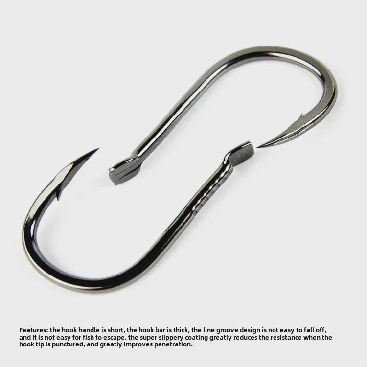 Рыболовный крючок Ise Ni с толстым двойным желобком и зазубринами - большой/гигантский размер