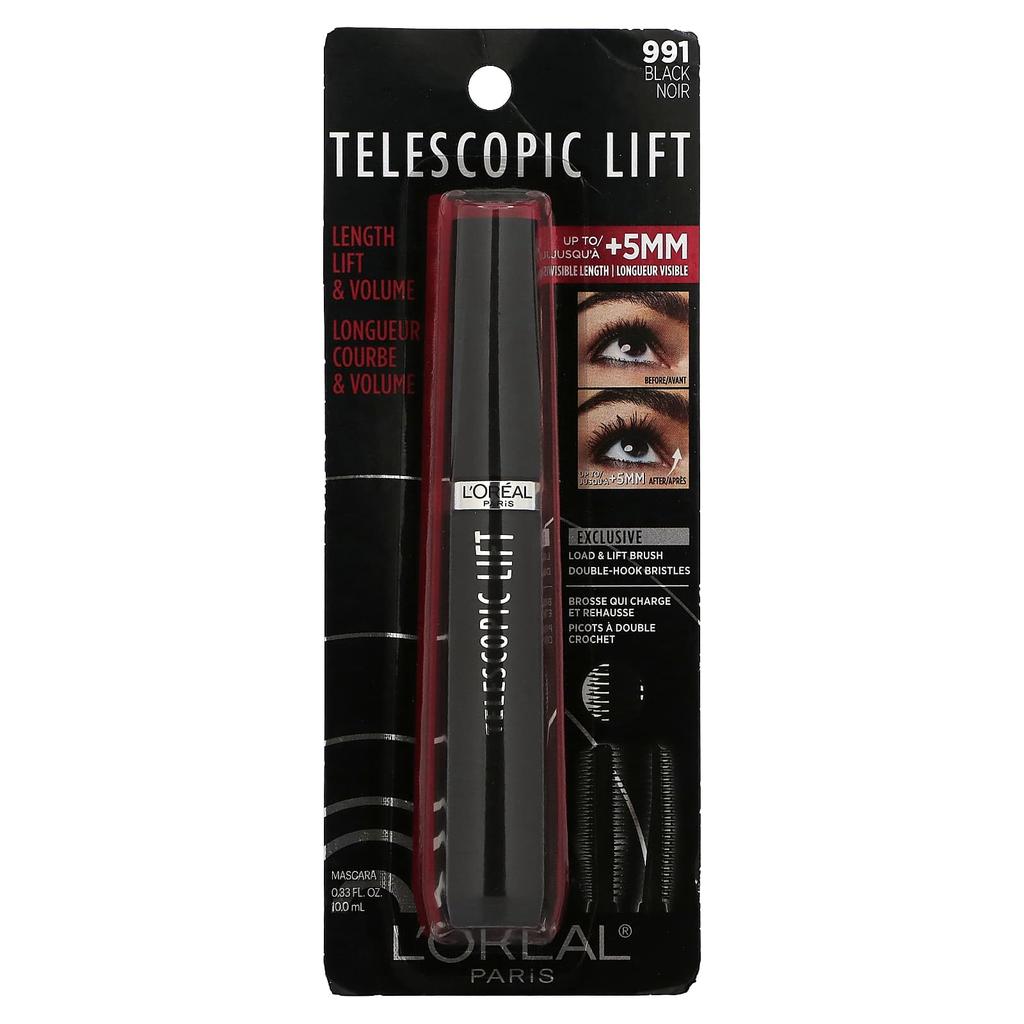 L'Oréal, Тушь для ресниц Telescopic Lift, 991 Black, 0,33 жидких унций (10 мл)