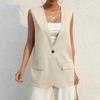 Ladies Summer Suit Jacket Work Casual Sleeveless V-Neck Single Button Solid Color Suit Vest