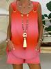 Women's Sleeveless Gradient Color Top and Shorts Set, Casual Summer Outfit, Stretchy Comfort Fit