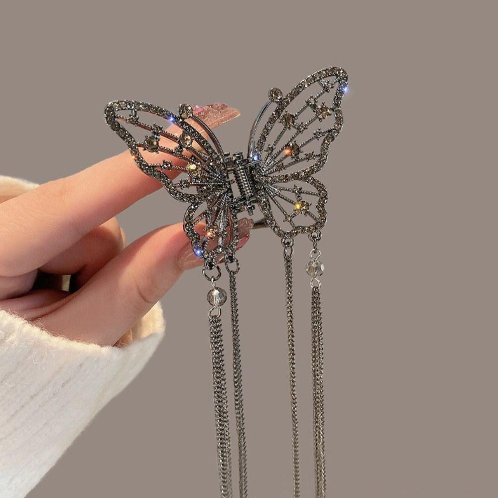 Headwear Simple Elegant Hair Claw Butterfly Hairpin Hair Accessories Pearl Tassel Hair Clip