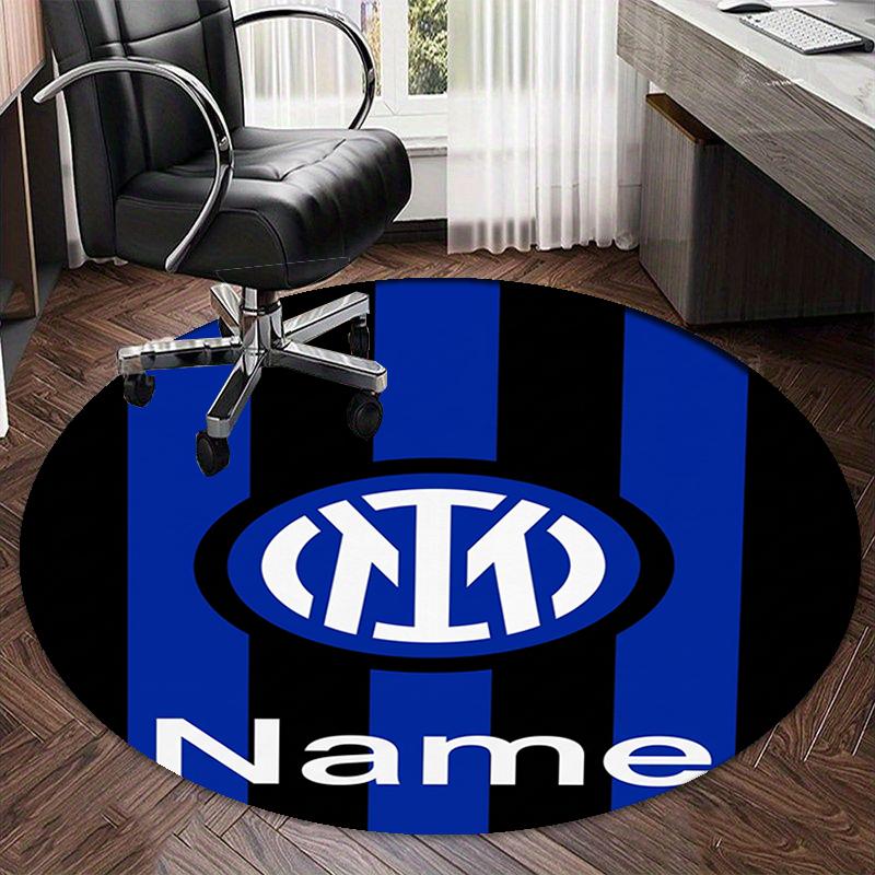Custom Name Inter Milan Printed Round Rug Carpet Chair Rug Area Rug Entryway Doormats,for Office Chair Living Room Bedroom Kitchen Room.