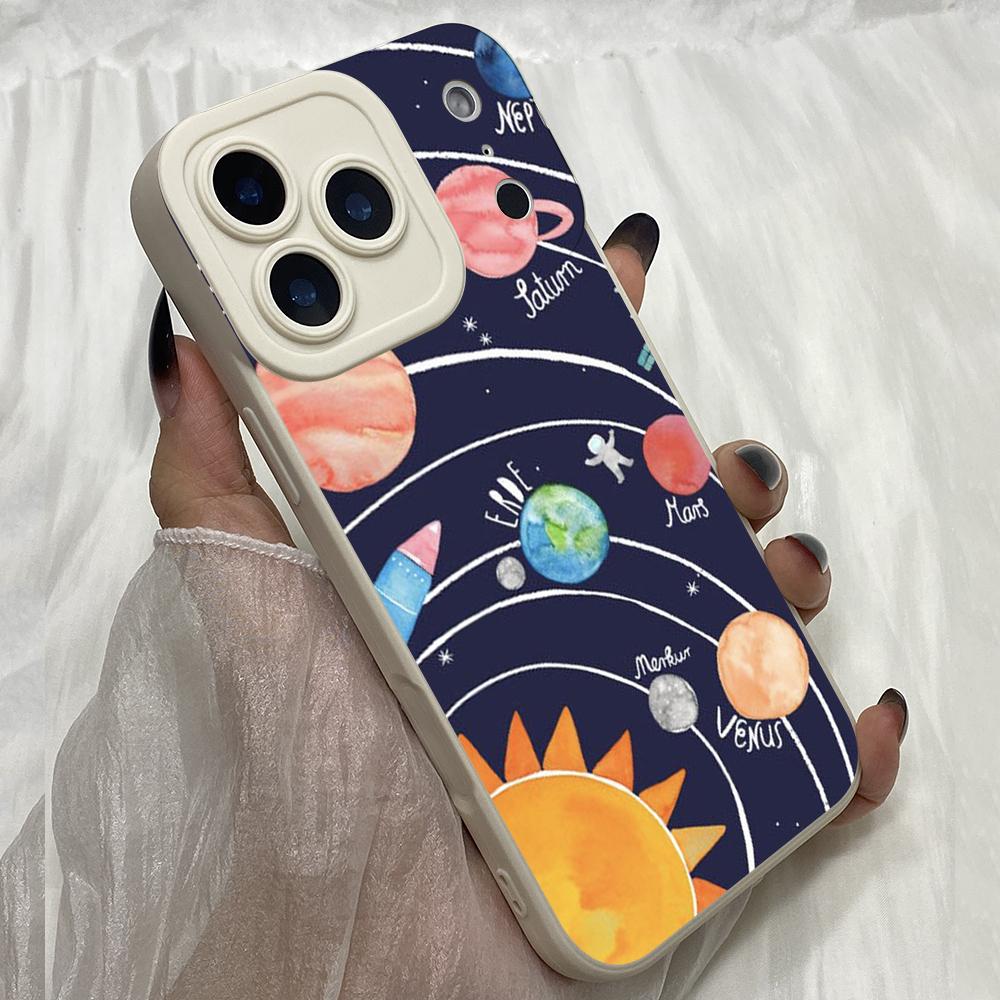 M282 Black White Moon Stars Space Angel Eyes Soft Phone Cases for iPhone Samsung Xiaomi Rdemi Huawei Honor Infinix Realme OPPO Vivo All Model TPU Case