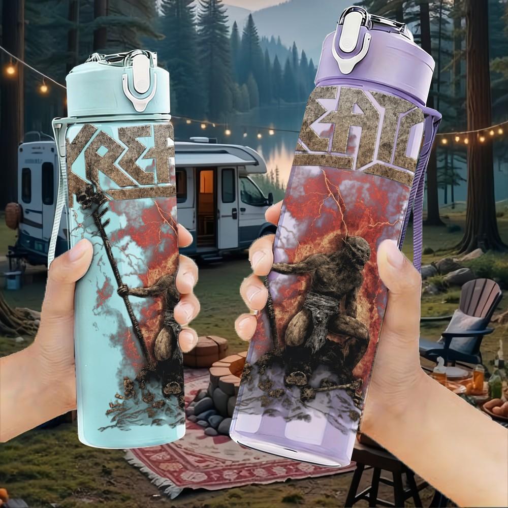 1PC Kreator Band 750ml sports water bottle leakproof straw lid outdoor office home
