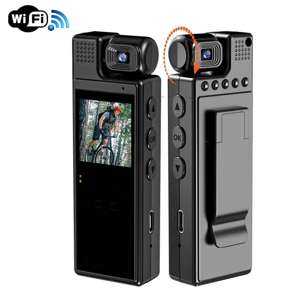 Портативная камера для спорта Full HD с поворотом на 180°, WiFi, инфракрасным ночным видением, полицейская видеокамера, мини-камера, цифровой видеорегистратор