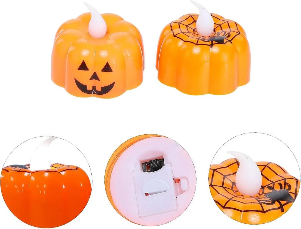 Halloween Pumpkin Light LED Candlestick Lamp Ornaments Props Happy Halloween Party Props Pumpkin Candle Light Home Decoration