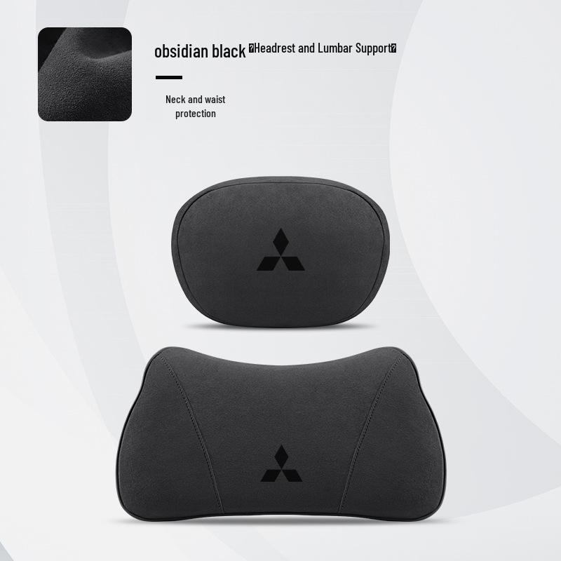 Mitsubishi Car Backrest & Neck Pillow: Compatible with Outlander, Pajero, ASX, Eclipse Cross.