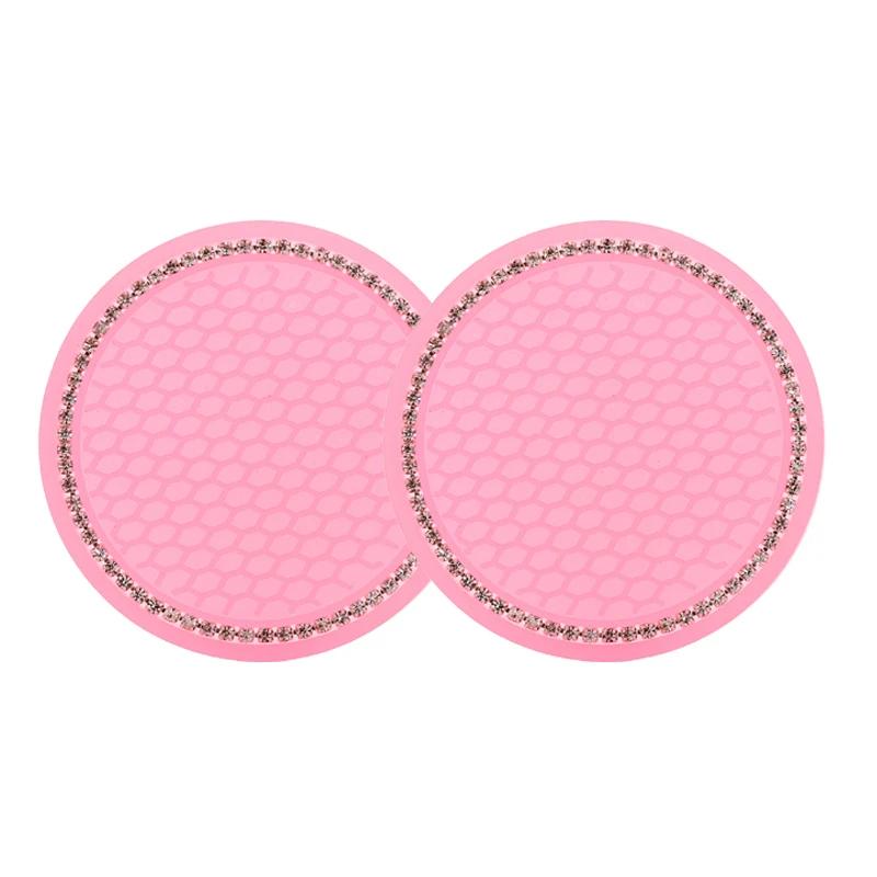 Блестящие стразы Автомобильная подставка под стакан Нескользящие вставки Подставки Коврики с флуоресцентной подсветкой для женщин девушек Декор салона автомобиля