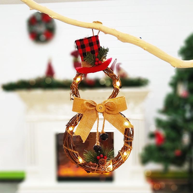 Home LED Wreath Hanging Pendant Rattan with Light for Christmas Halloween Door Decor