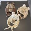 5 Months-3 Years Old Solid Color Winter Hat Plush Ball Children Warm Cap  Boys Girls