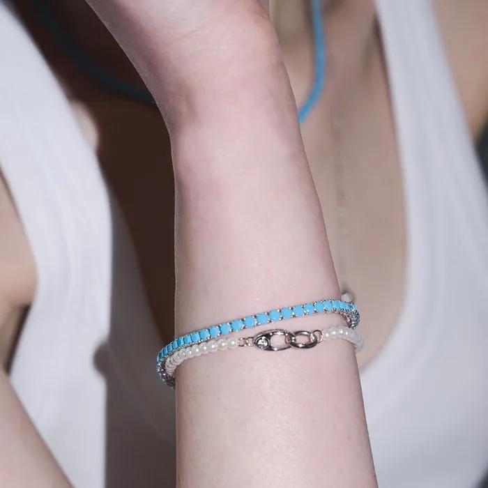 [925 SILVER] TURQUOISE TENNIS B