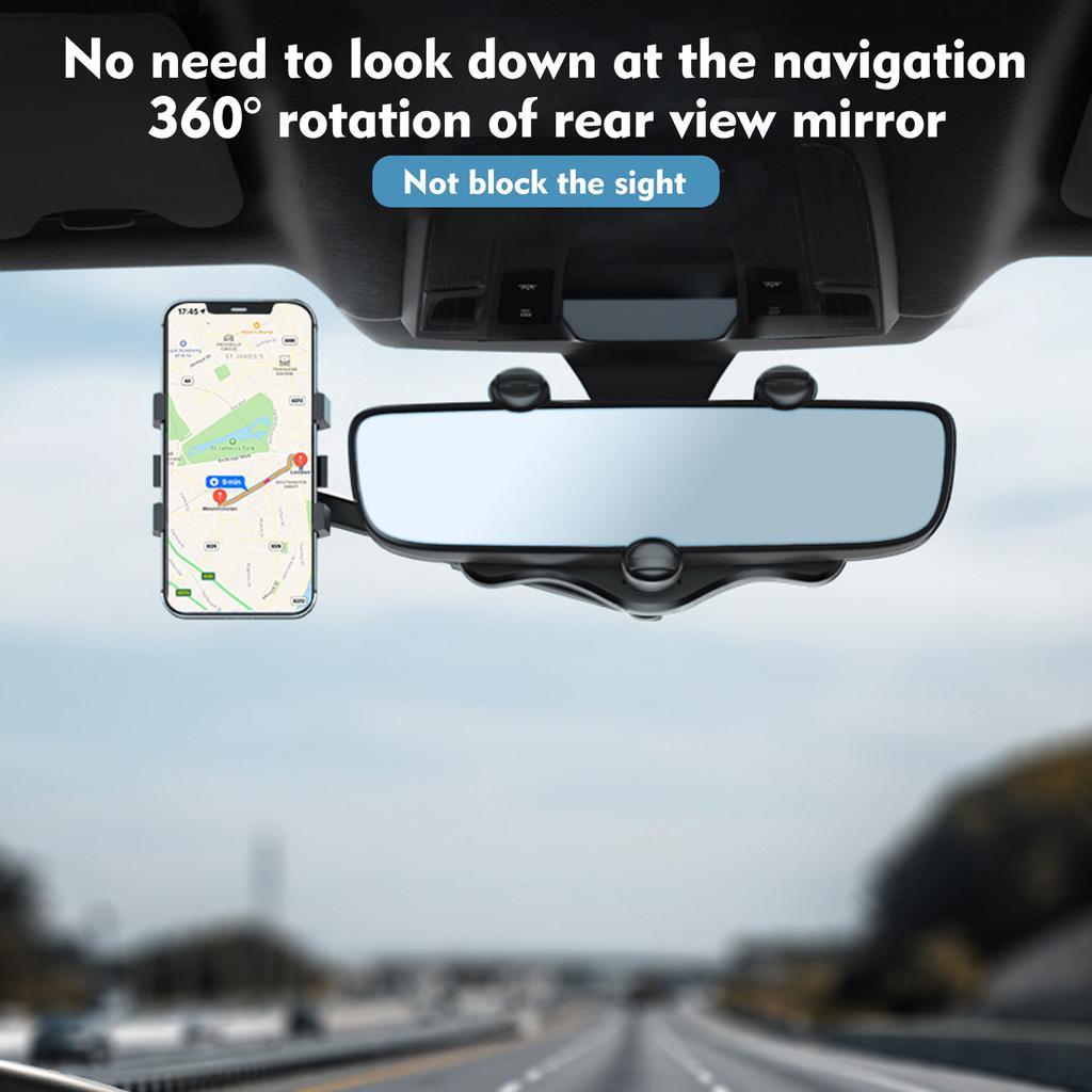 Rearview Mirror Phone Holder for Car Multifunctional Retractable Car Phone Holder 360 Degrees Rotatable