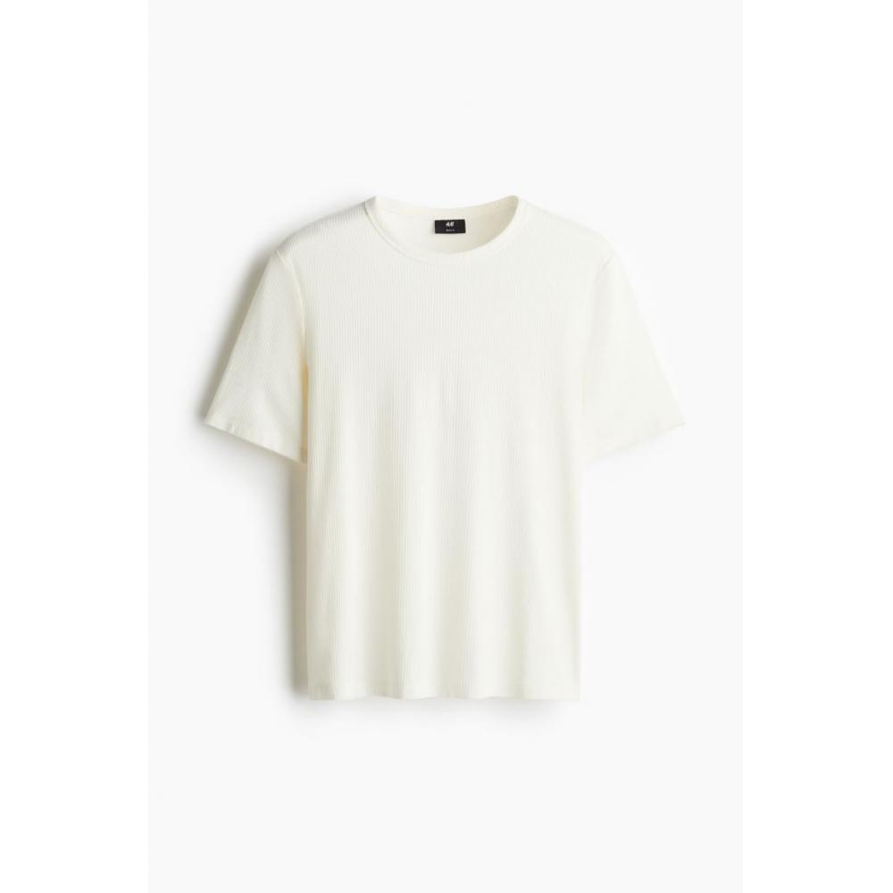 Футболка HM slim fit в рубчик, белая