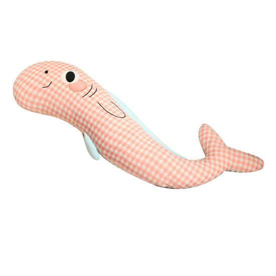 Plush Whale Body Pillow Checkered Healing Stress Relief Pillow Long Hugging Pillow for Side Sleepers And Cuddling