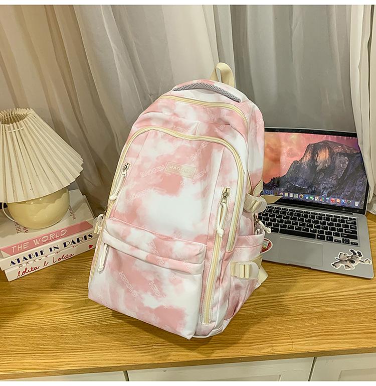Новый школьный рюкзак большой вместимости с несколькими отделениями, выполненный в технике тай-дай, милый и нежный литературный рюкзак, универсальная повседневная и легкая косметичка.