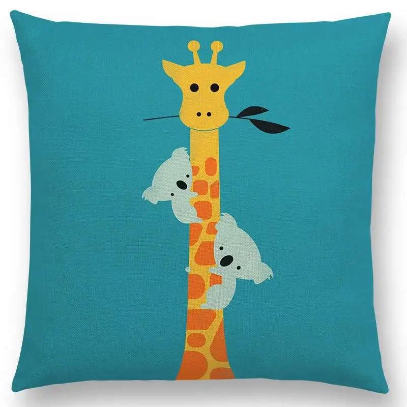 Последние мультяшные животные Милая акула Кошка Птица Жираф Пингвин Кит Белый медведь Бегемот Панда Чехол для подушки Автомобильный диван Наволочка