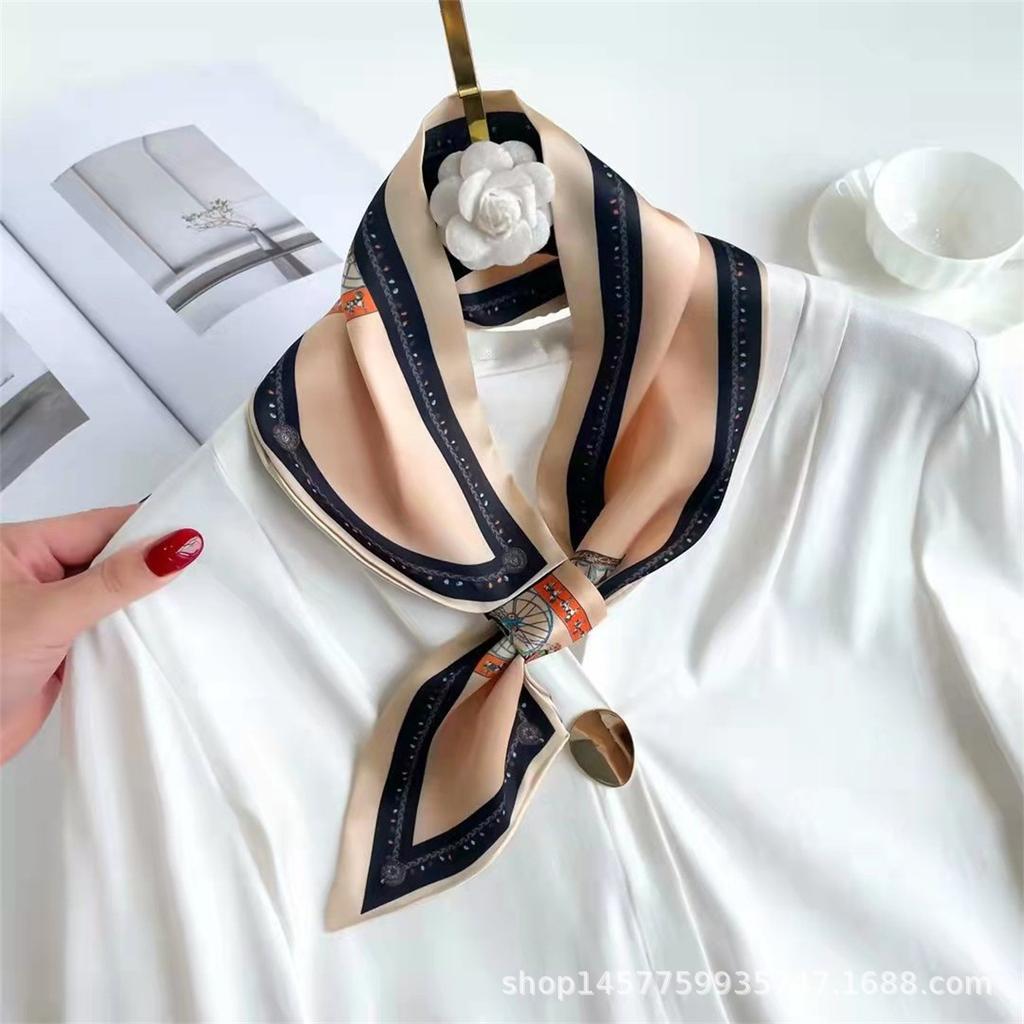 Silk Scarf Small Long Square Scarf Women'S High-End Neck Protection Scarf Professional Matching Shirt Scarf