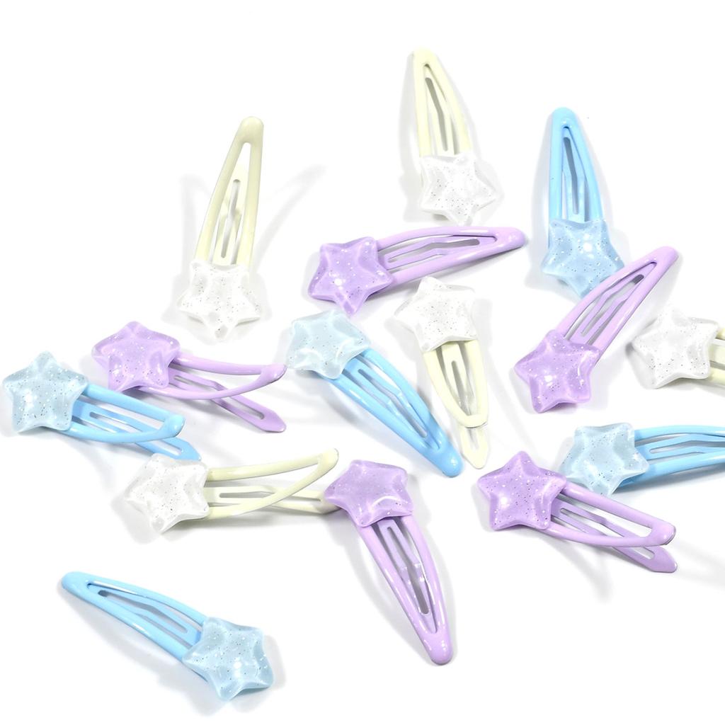 3Pcs Cute Star Shape Hair Clips For Women Candy Color Bang Side Snap Clip Fine Lightning Girls Hair Accessories For Daily Use