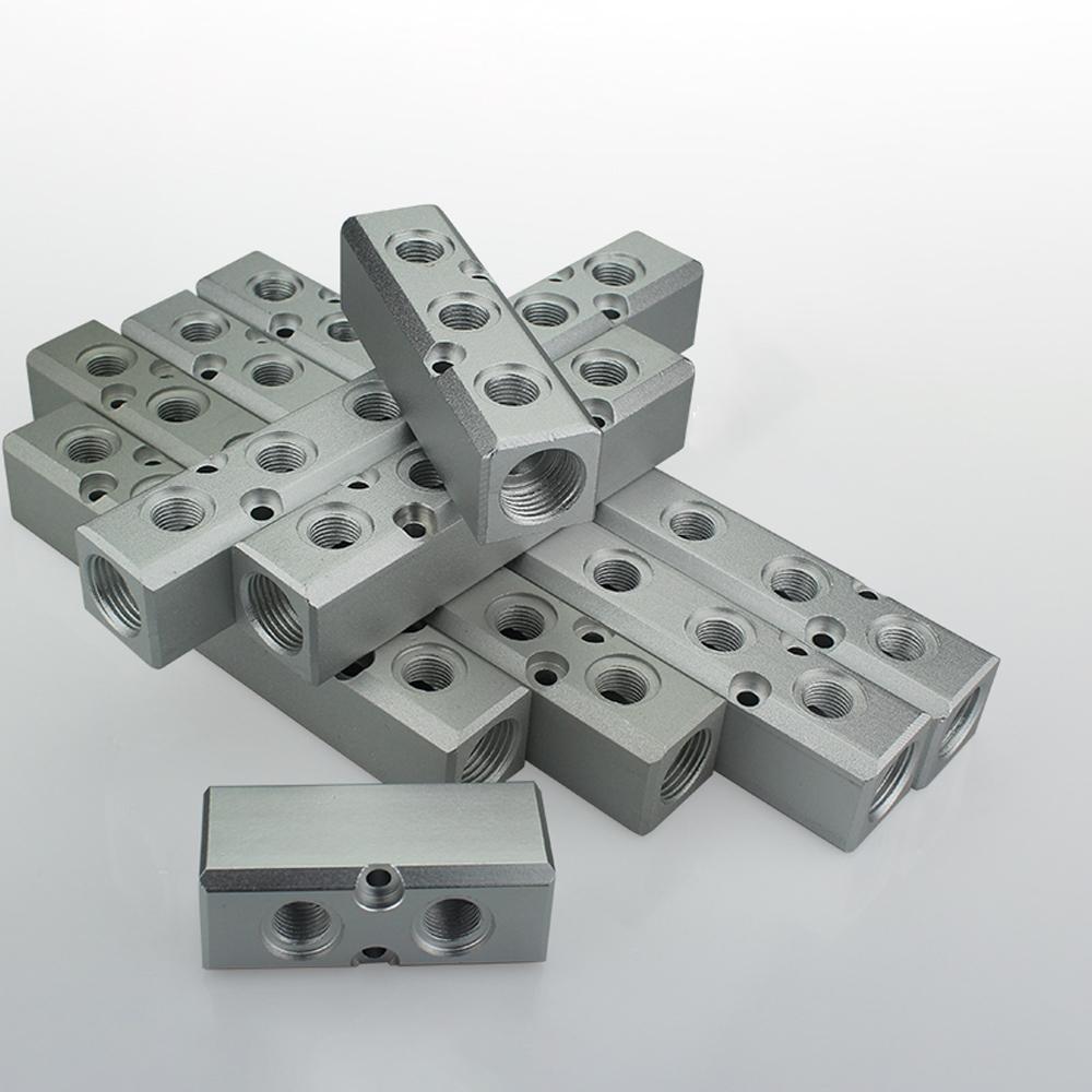 Пневматический алюминиевый коллекторный блок-распределитель BSP 1/2" В G1/4" Выход 2 3 4 5 6 7 8 9 10 направлений 30x30 мм