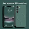 For Luxury Liquid Silicone Magnetic Case For Samsung Galaxy S24 S 24 S23 Ultra Plus S24Ultra For Magsafe Cases Wireless Charge Cover