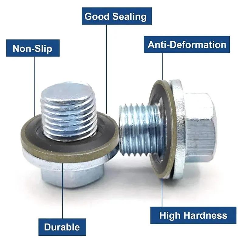 Car Oil Pan Drain Gasket Kit Auto Oil Drain Screw Combined Sealing Washer M6-M16 Bonded Seal Gasket Replaceable Washer Seal Set