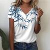 Summer Women Short Sleeve V-neck Oversized T-Shirt for Women White Fashion Ladies T-shirt 3d Dragonfly Print Top Casual Clothes