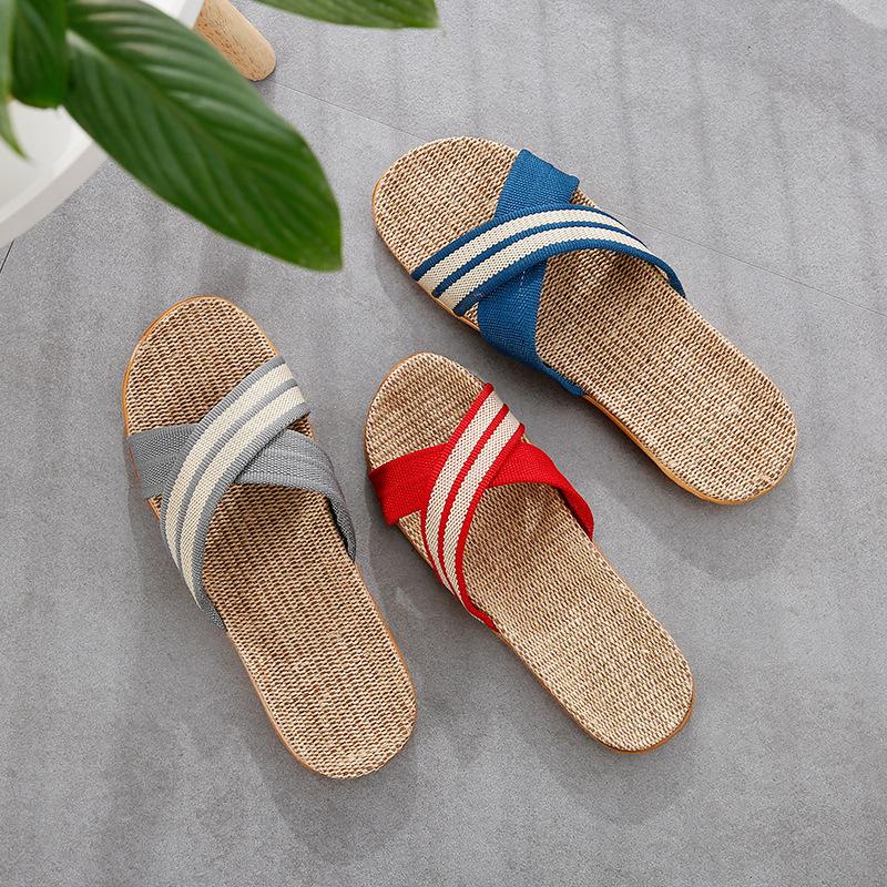 Summer Retro Women's Woven Linen Flat Slippers