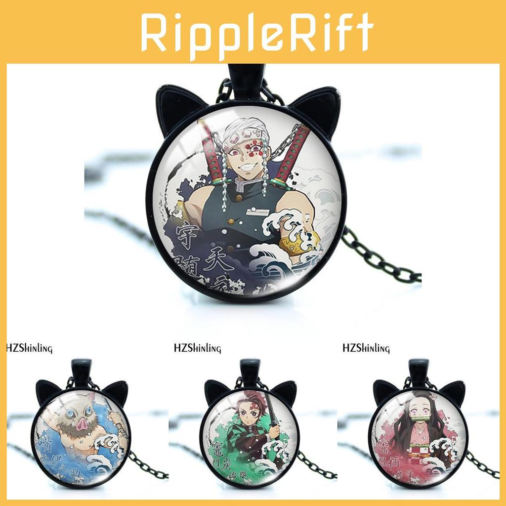 Уникальное ожерелье с кошачьими ушками из сплава и камнем времени, с дизайном Незуко и Тандзиро