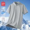 MINISO Мужская однотонная футболка с воротником-стойкой и короткими рукавами