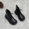 Johnature Ретро ботинки на толстой подошве с круглым носком, универсальные, из натуральной кожи, женские