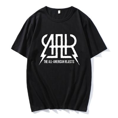 Футболка с принтом логотипа The All-American Rejects Хлопок Короткий рукав Мужские/Женские Футболки Уличная мода Уличный стиль Графическая футболка